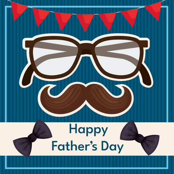 glasses and mustache with lettering - Vector, Imagen