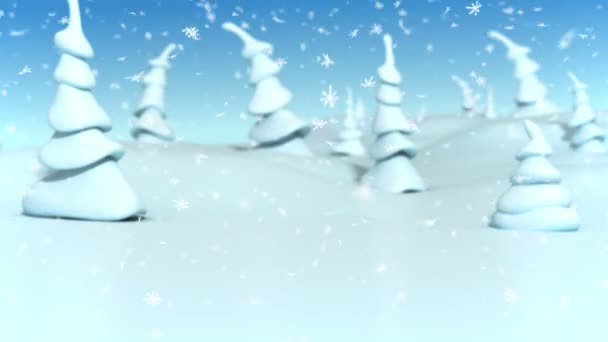 Snowfall at a fantasy forest. Christmas 3d animation. - Video