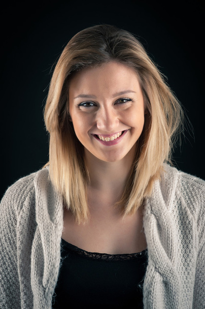 Smiling blonde woman close up portrait - Foto, Imagen