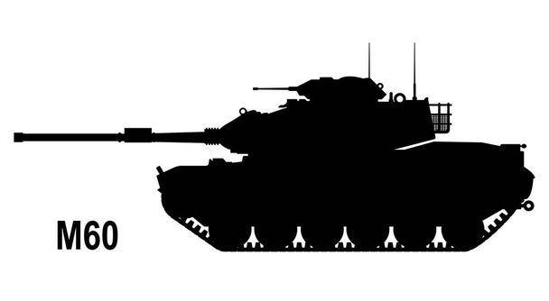 M45 battle tank. M60 tank icon. Retro battle tank M60. Vector illustration. Tank silhouette - Вектор,изображение