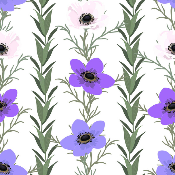 Anemone flowers seamless pattern. Vector stock illustration eps10. - Vektor, kép