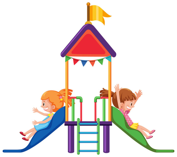 Outdoor speeltuin glijbaan voor kinderen illustratie - Vector, afbeelding