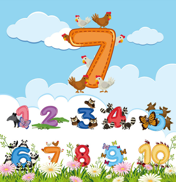 Counting numbers from zero to nine illustration - Vector, Image