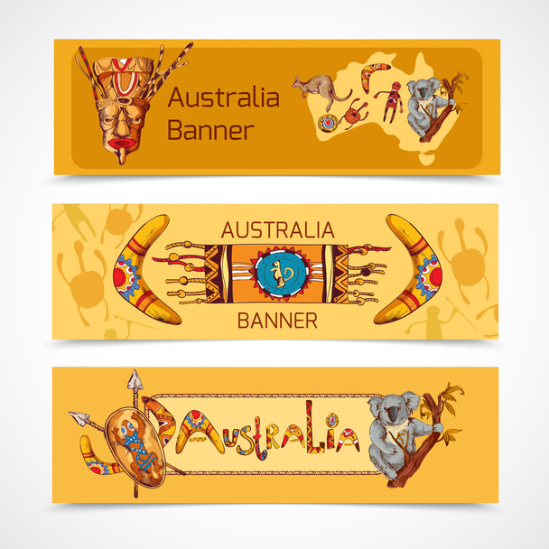 Австралія ескіз банери горизонтальні - Вектор, зображення