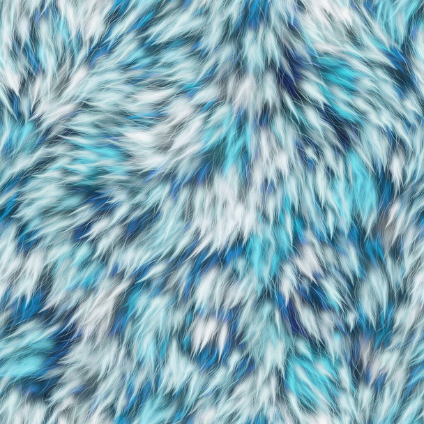 Fur seamless texture, fabric pattern, blue and white color, 3d illustration - Photo, Image