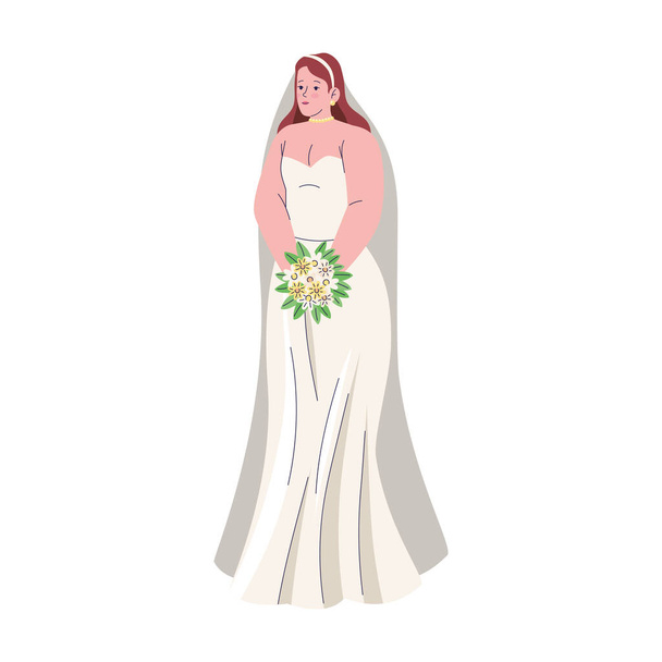 wife with bridal bouquet - Vector, Image