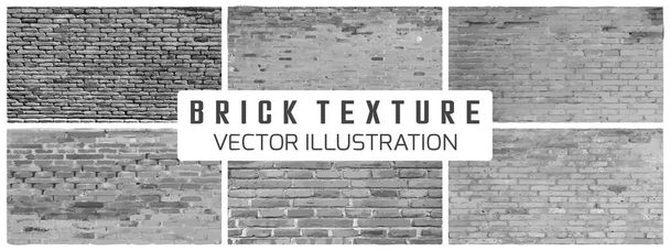 Muro de ladrillo vectorial. colección de texturas de ladrillo gris - Vector, Imagen