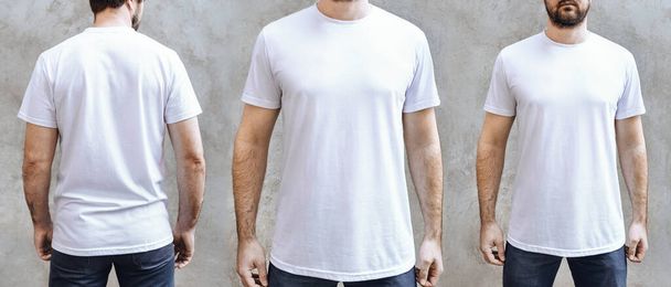 A man in a white T-shirt - Foto, imagen