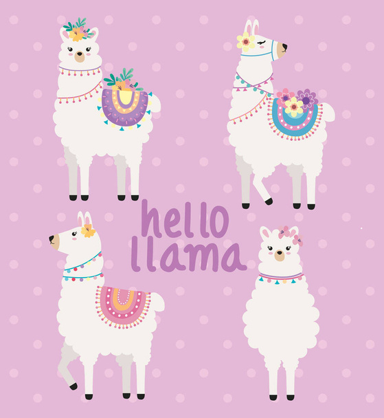 hello llama with animals - Vecteur, image