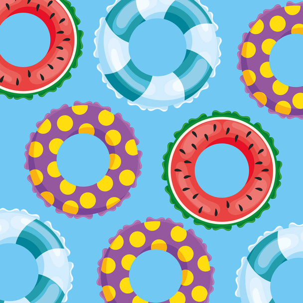 flutuadores padrões de anéis inflatables - Vetor, Imagem