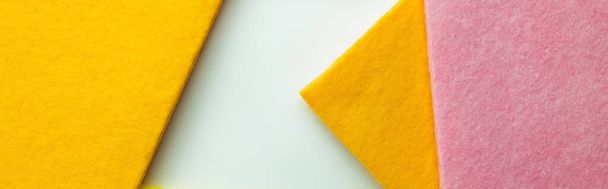 top view of colorful cleansing napkins on white background, banner - Zdjęcie, obraz