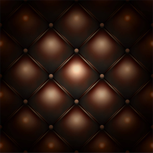 Brown shiny buttoned leather sofa or chair upholstery symmetry pattern texture. Luxury vector background. - Вектор, зображення