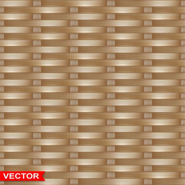 Realistic brown braided wooden wicker texture. Design element for mock up, background design, text message, vintage concept. Seamless pattern background. Layered vector. - Vektori, kuva