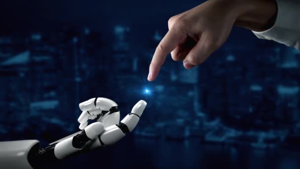 Futuristico robot intelligenza artificiale illuminante AI concetto di tecnologia - Filmati, video