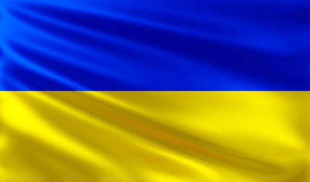 Ukrayna bayrağı sallayan gerçekçi bir vektör. Ukrayna arka planına zafer. - Vektör, Görsel
