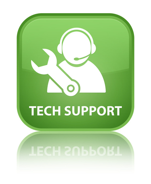 Tech support brillant vert réfléchi bouton carré
 - Photo, image