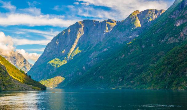 Aurlandsfjord - unesco enlisted natural heritage site - in Norwa - 写真・画像