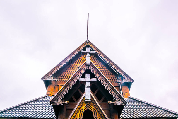 Gol stave church in Folks museum Osl - Фото, изображение