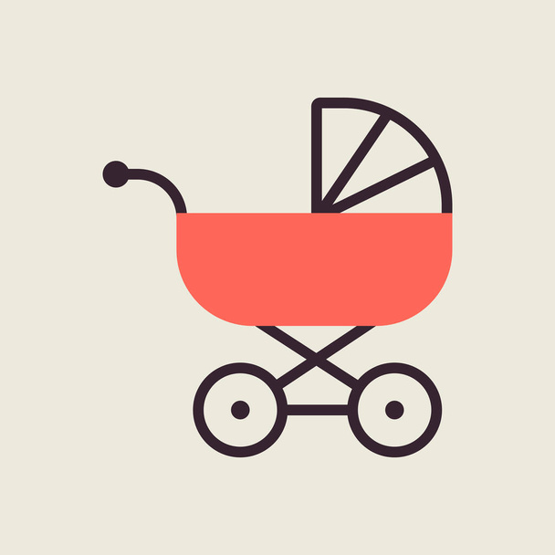 Bebek arabası, taşıyıcı vektör ikonu. Çocuklar ve yeni doğmuş bebekler için grafik sembolü Web sitesi ve uygulama tasarımı, logo, uygulama, UI - Vektör, Görsel