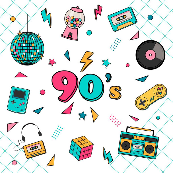 Classic 80s 90s elements vector illustration. - Vector, Image