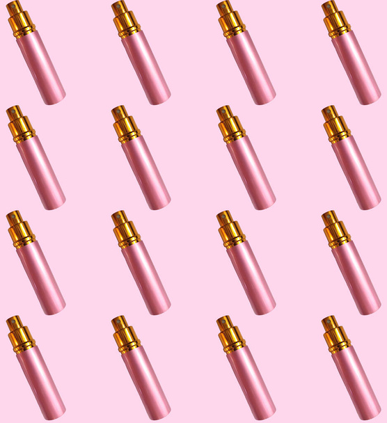 Pattern of pink petfume bottles with spray - Photo, Image