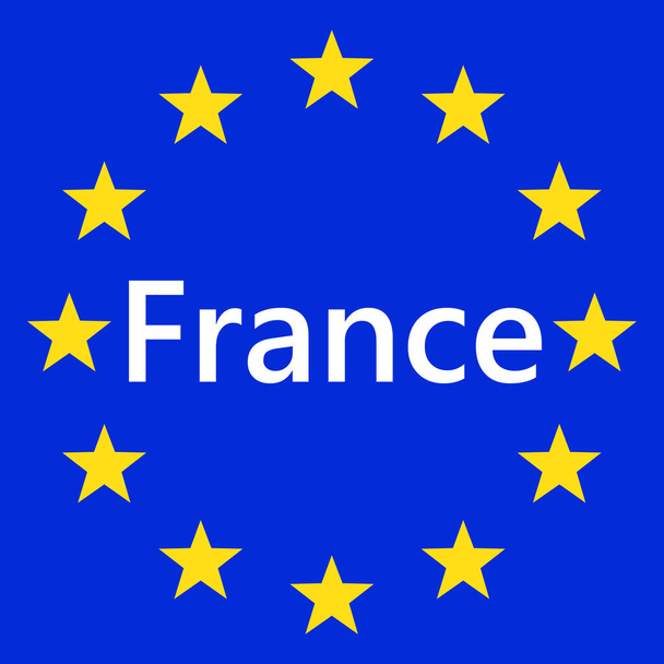 Flag of European Union with France. EU Flag. Country border sign of the of France. Vector illustration. - Vetor, Imagem