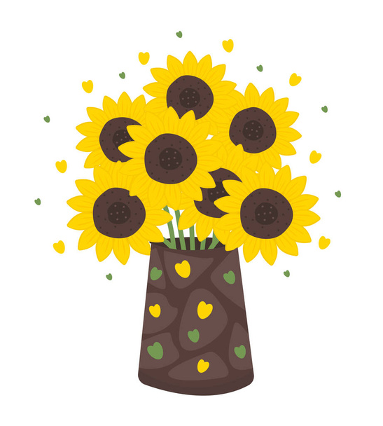 Sunflowers in vase, illustration - Vector, afbeelding