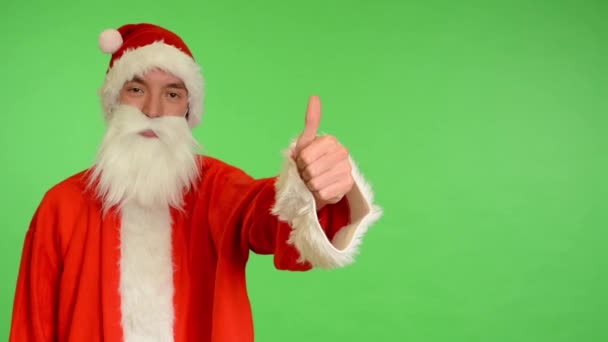 Santa claus - green screen - studio - santa claus showing thumb on agreement - Footage, Video