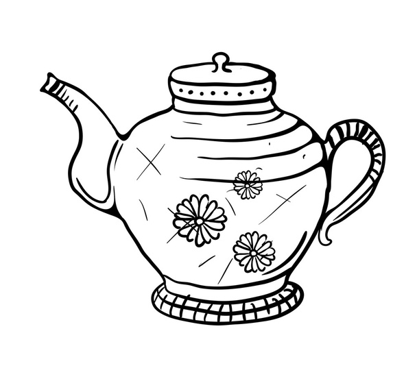 Teapot sketch, vector illustration - Vector, imagen