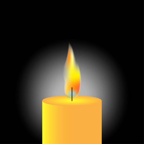 Abstract realistic candle black background. Space background. Fire flame. Vector illustration. stock image. - Vector, Imagen