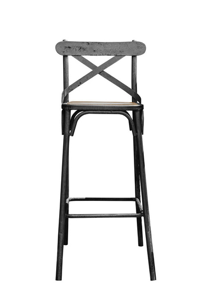 Modern bar chair steel legs isolated on white background work with clipping path. - Photo, Image