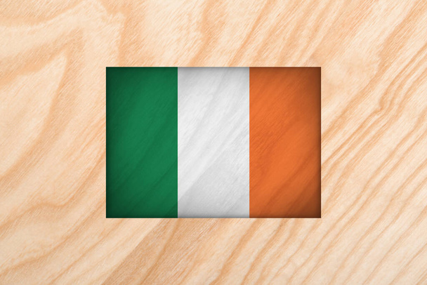 Irish flag on wooden background - Фото, изображение