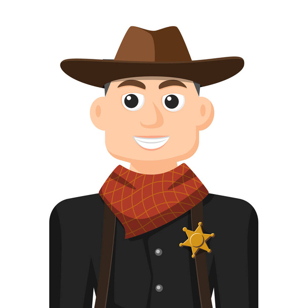 Cowboy im einfachen flachen Vektor, persönliches Profil-Symbol oder Symbol, Menschen-Konzept-Vektor-Illustration. - Vektor, Bild