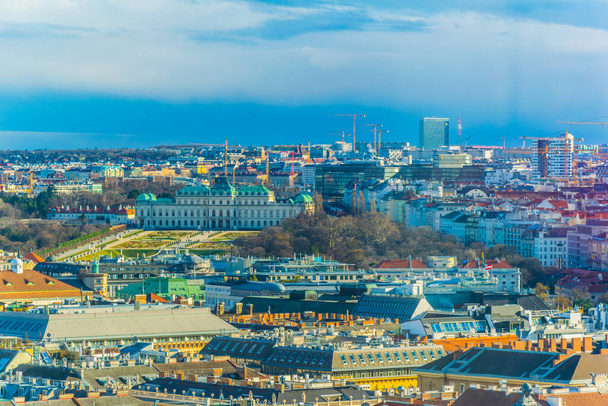 Aerial view of Vienna with belvedere palace and the arsenal tower from the stephansdom cathedral. - Photo, Image