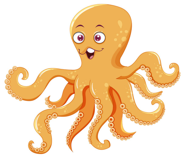 Yellow octopus in cartoon design illustration - Vektor, Bild