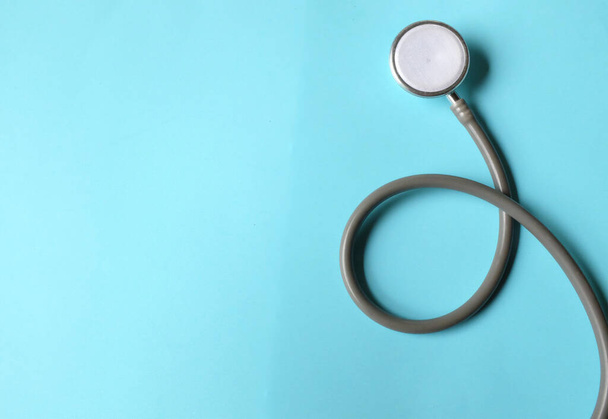copy space a Stethoscope  on a blue background. Health care concept. - Foto, imagen