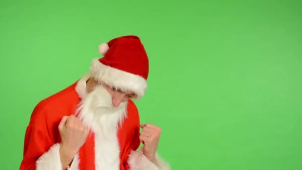 Santa claus - green screen - studio - santa claus rejoices (happy) - Metraje, vídeo