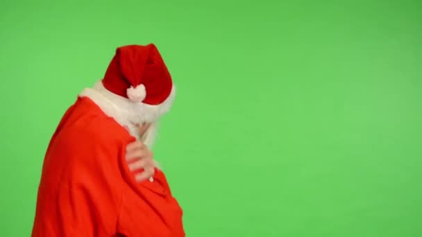 Santa claus - green screen - studio - santa claus shiver - Metraje, vídeo