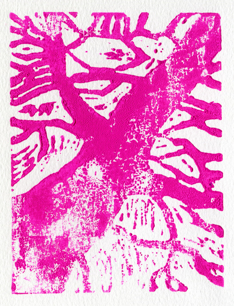 Tree lino print pink - Photo, Image