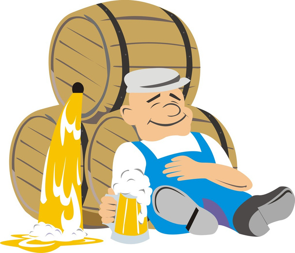 Man and Beer - Vector, Image