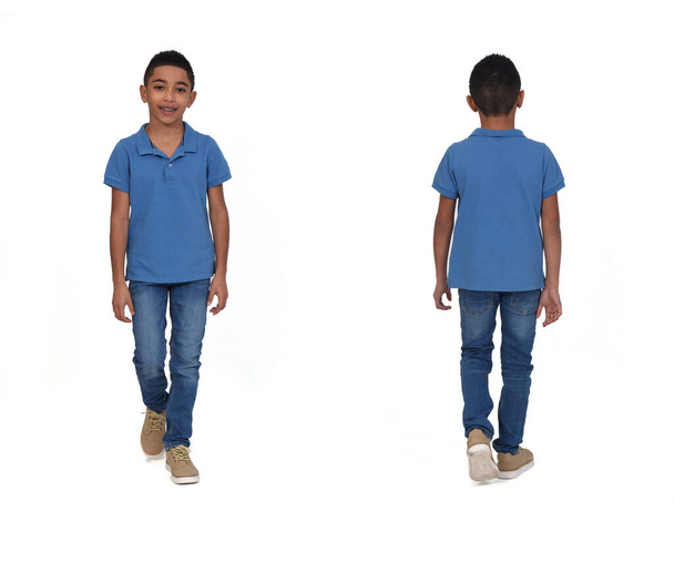 front and back view teen walking on white background - Fotó, kép