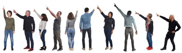 group of people pointing on white background - Fotoğraf, Görsel