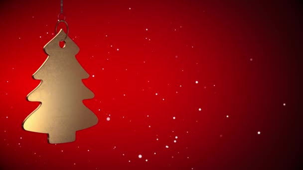 Vid - χρυσή Tag χριστουγεννιάτικο δέντρο - κόκκινο - Copyspace - Ιχνογράφηση ακτίνων - Πλάνα, βίντεο