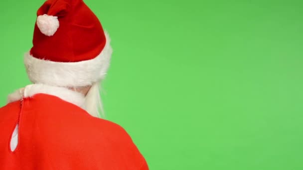 Santa claus - green screen - studio - man standing back and looks - Кадры, видео