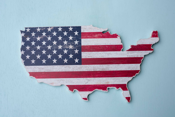 American flag in the form of a USA map on a light background. - Zdjęcie, obraz