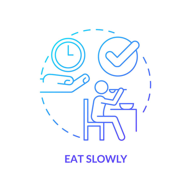 Eat slowly blue gradient concept icon - Vetor, Imagem