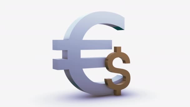 Euro a dolarové symboly izolované na bílém pozadí - Záběry, video