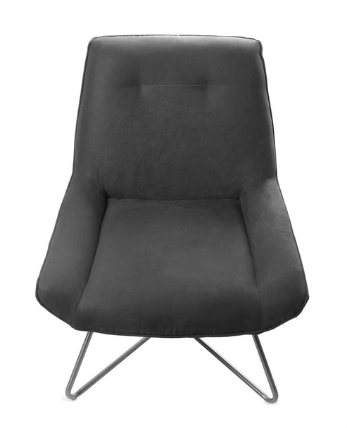 Stílusos kényelmes szürke szék elszigetelt fehér - Fotó, kép
