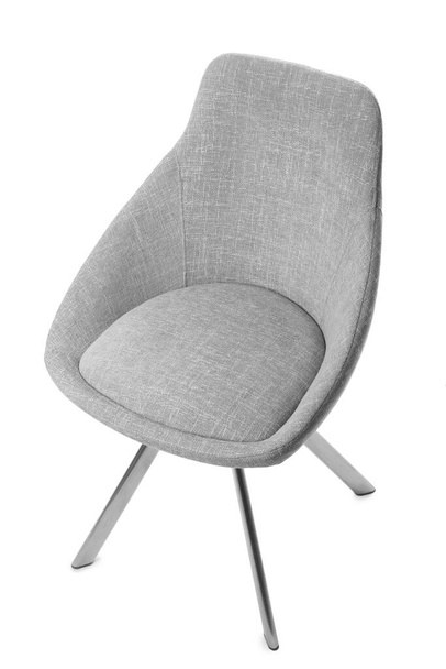 Stylish comfortable light grey chair isolated on white - Photo, Image