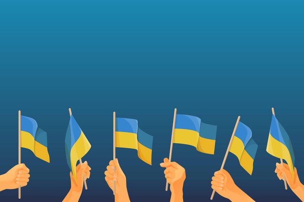 Patriotic template or banner with ukrainian flags - Vector, imagen